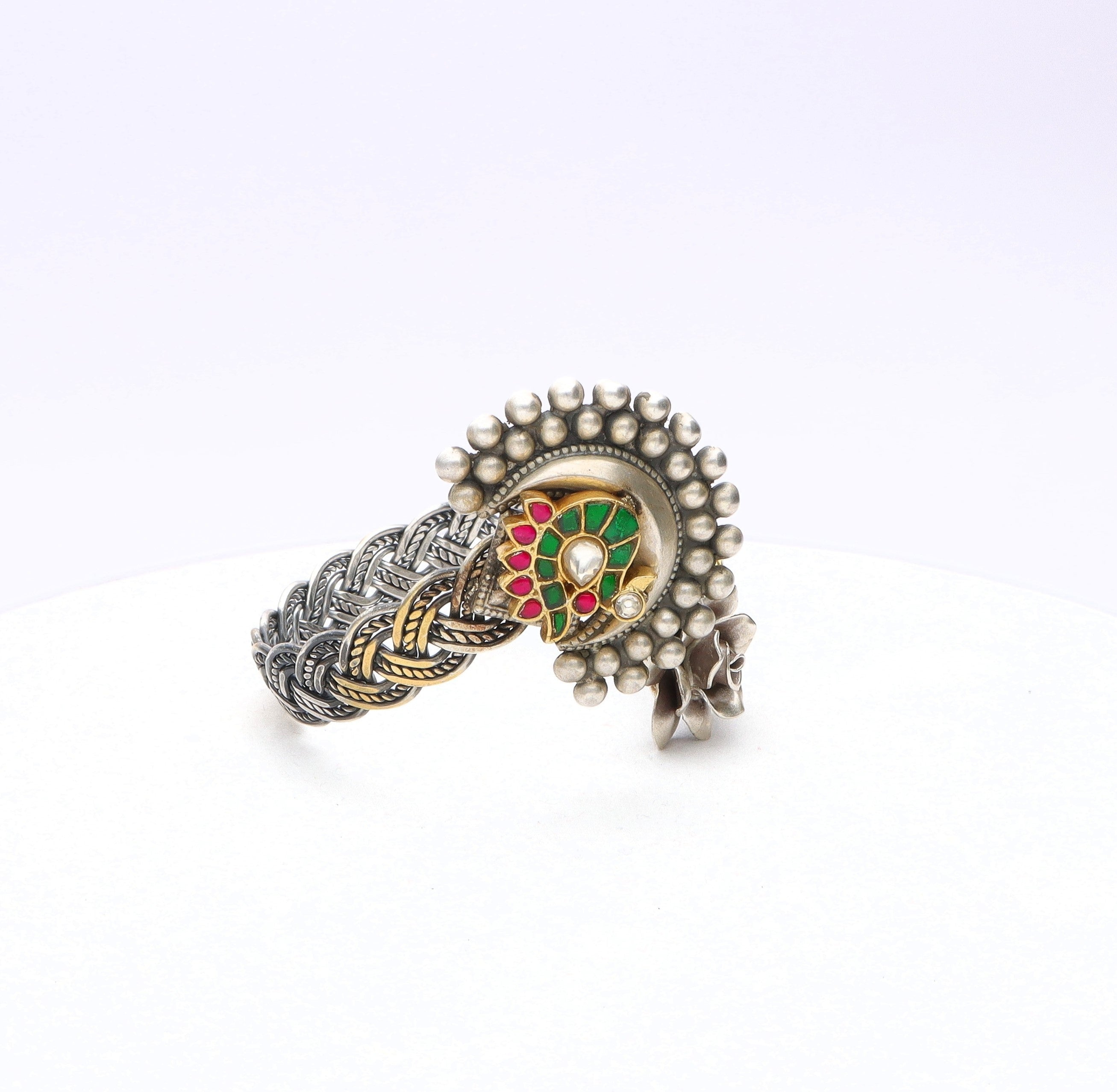 Silver Peacock & Rose Bracelet