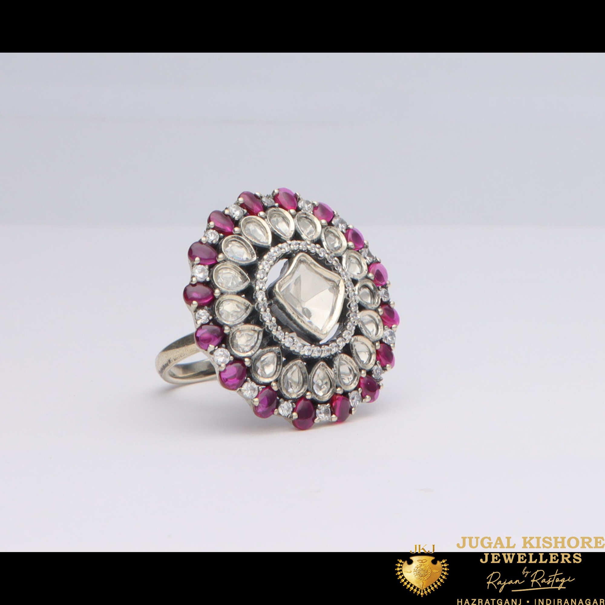 Silver Polki Cocktail Ring