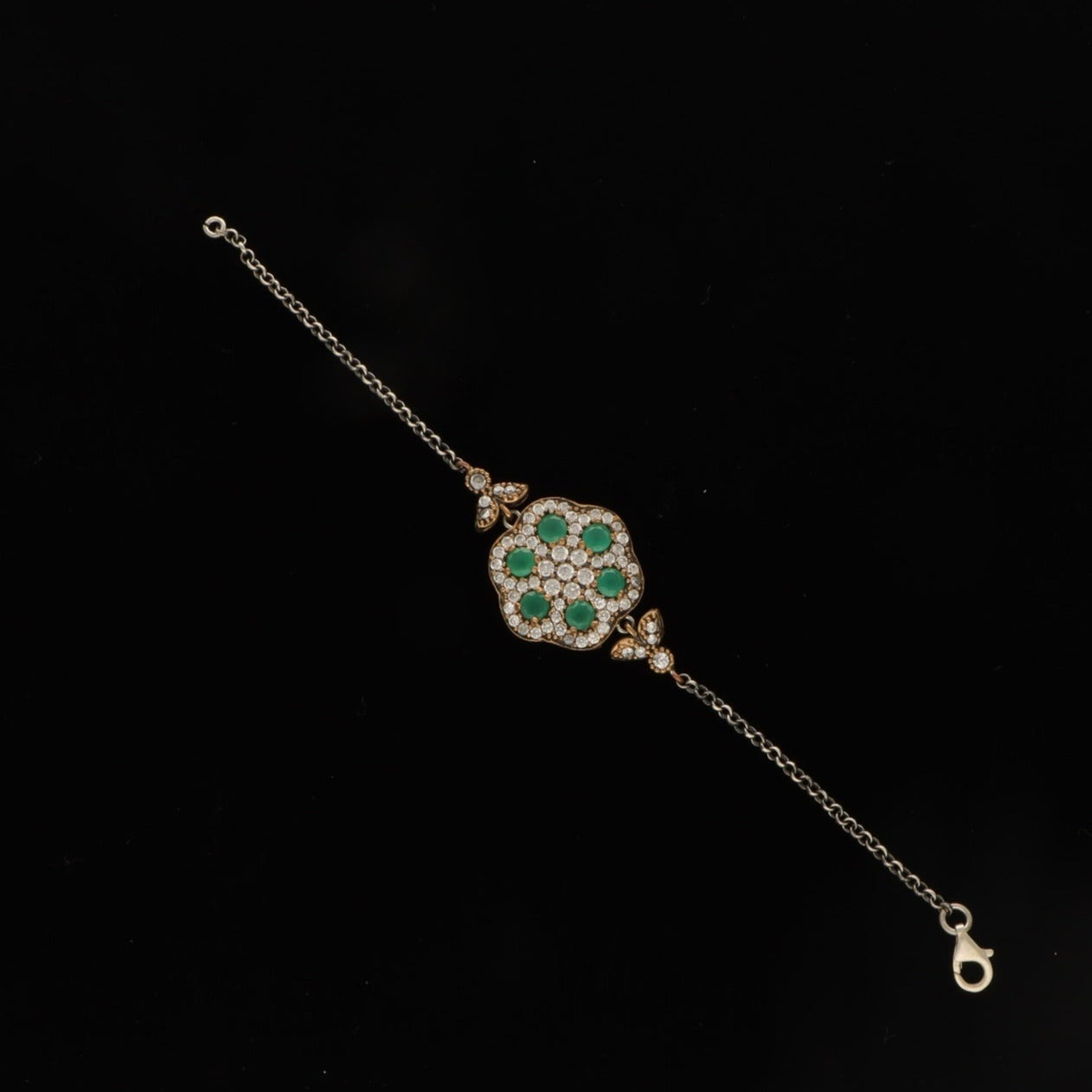 Silver Bracelet with Green Stone 92.5%