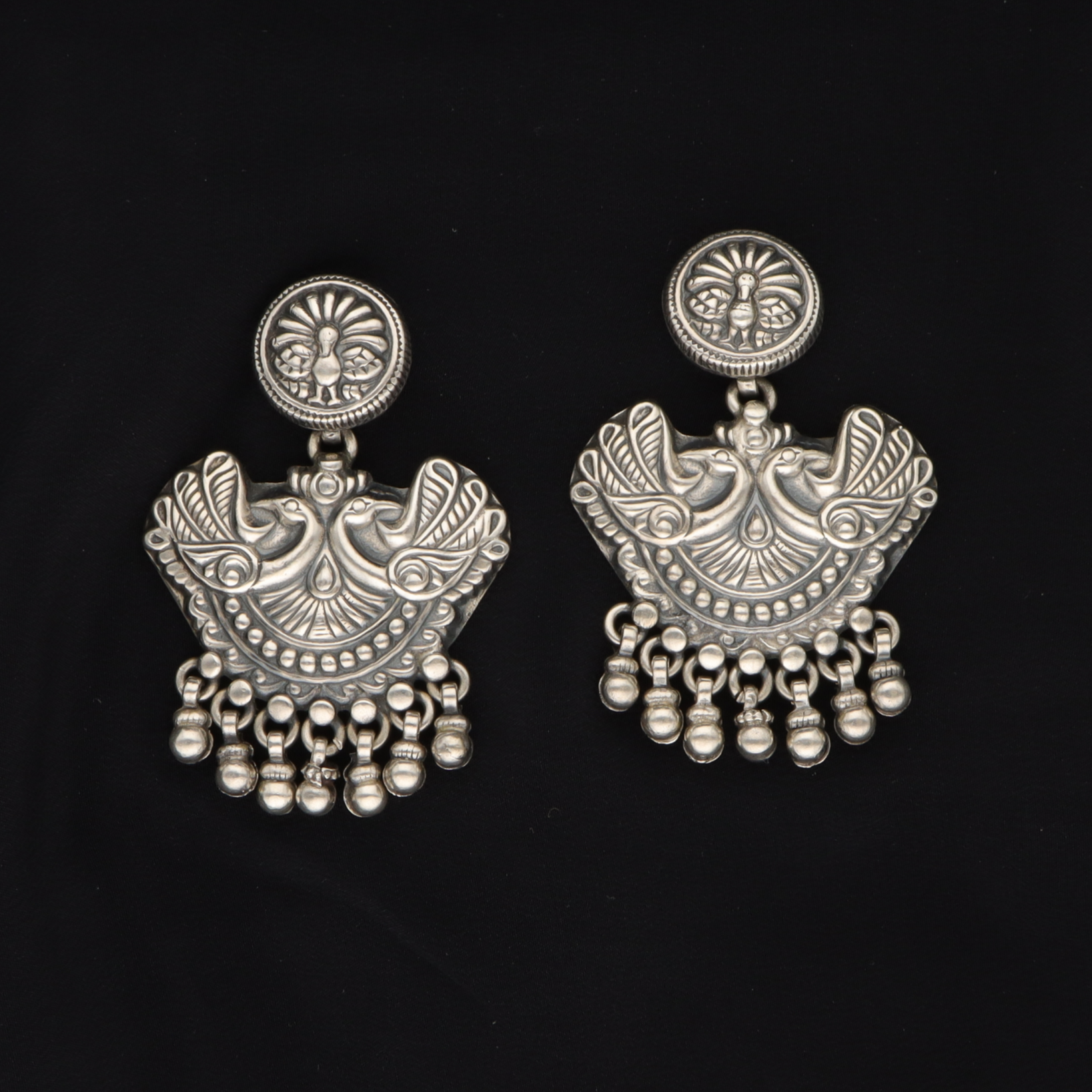 Silver Peacock Dancing Earring