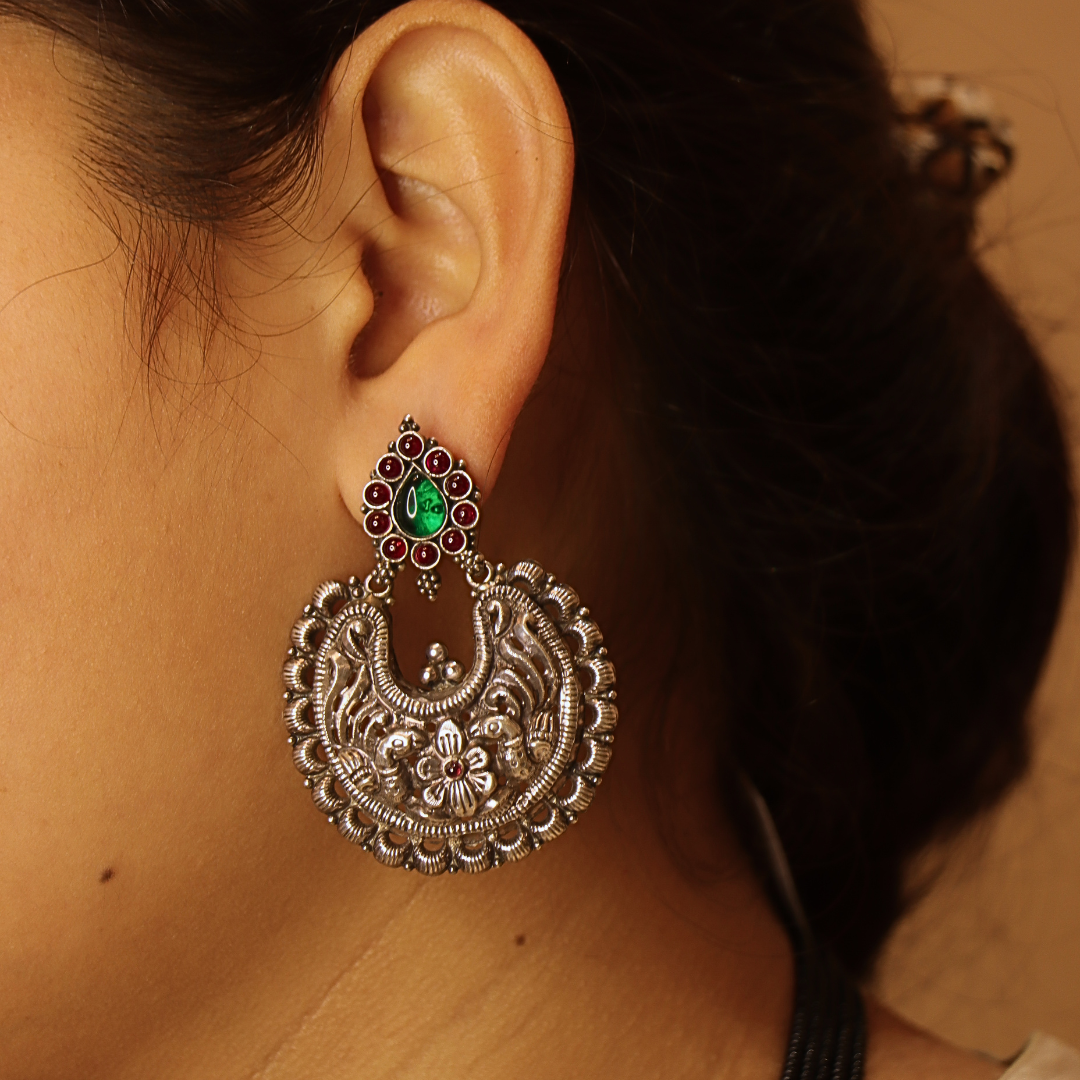 Silver Antique Stone Neckless set