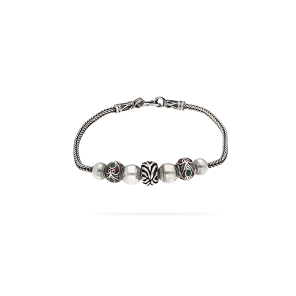 Metal ball embellished chain bracelet