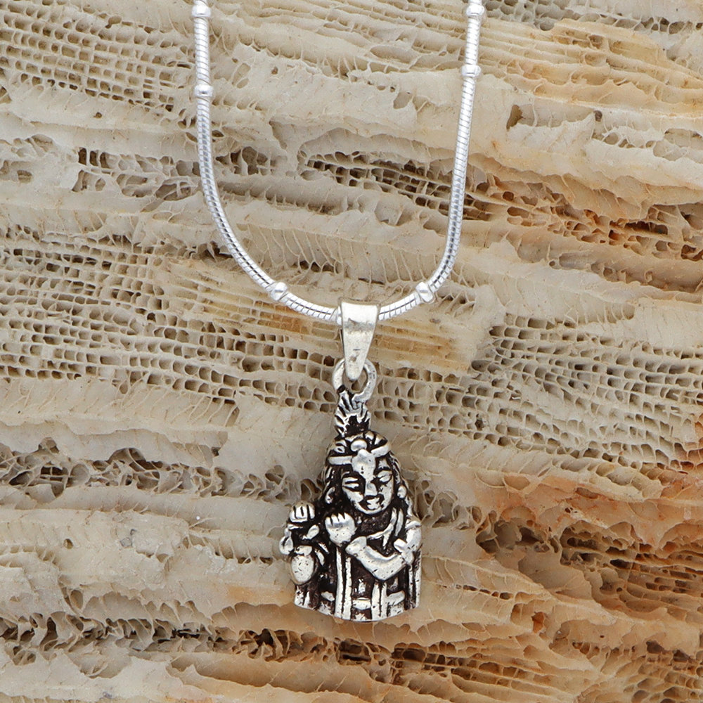 Remarkable supreme Krishna silver pendant