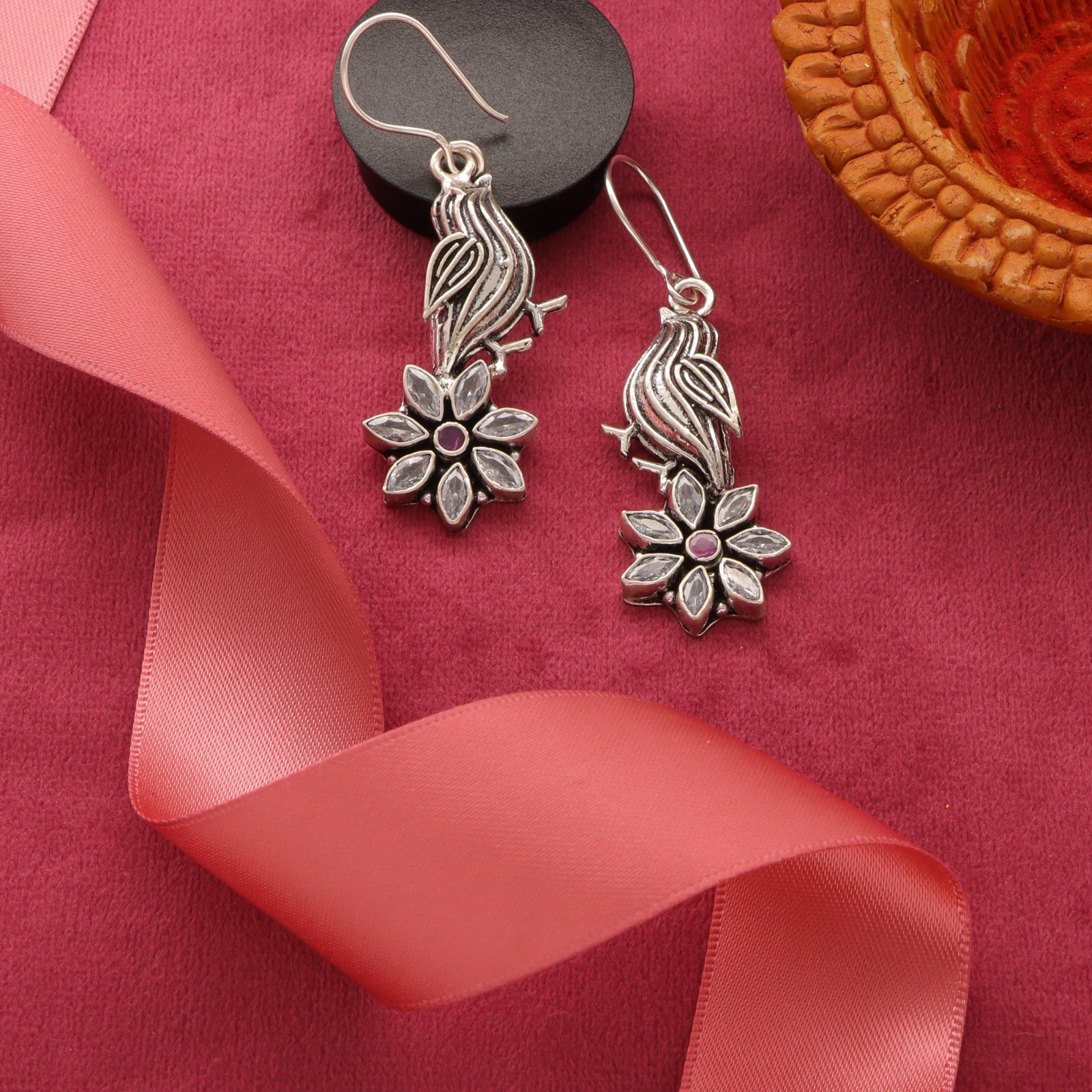 Silver Sparrow Flower Drop Earring