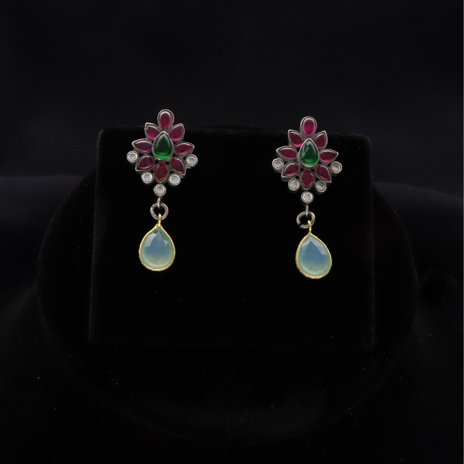 Silver Coloured Stone Earrings