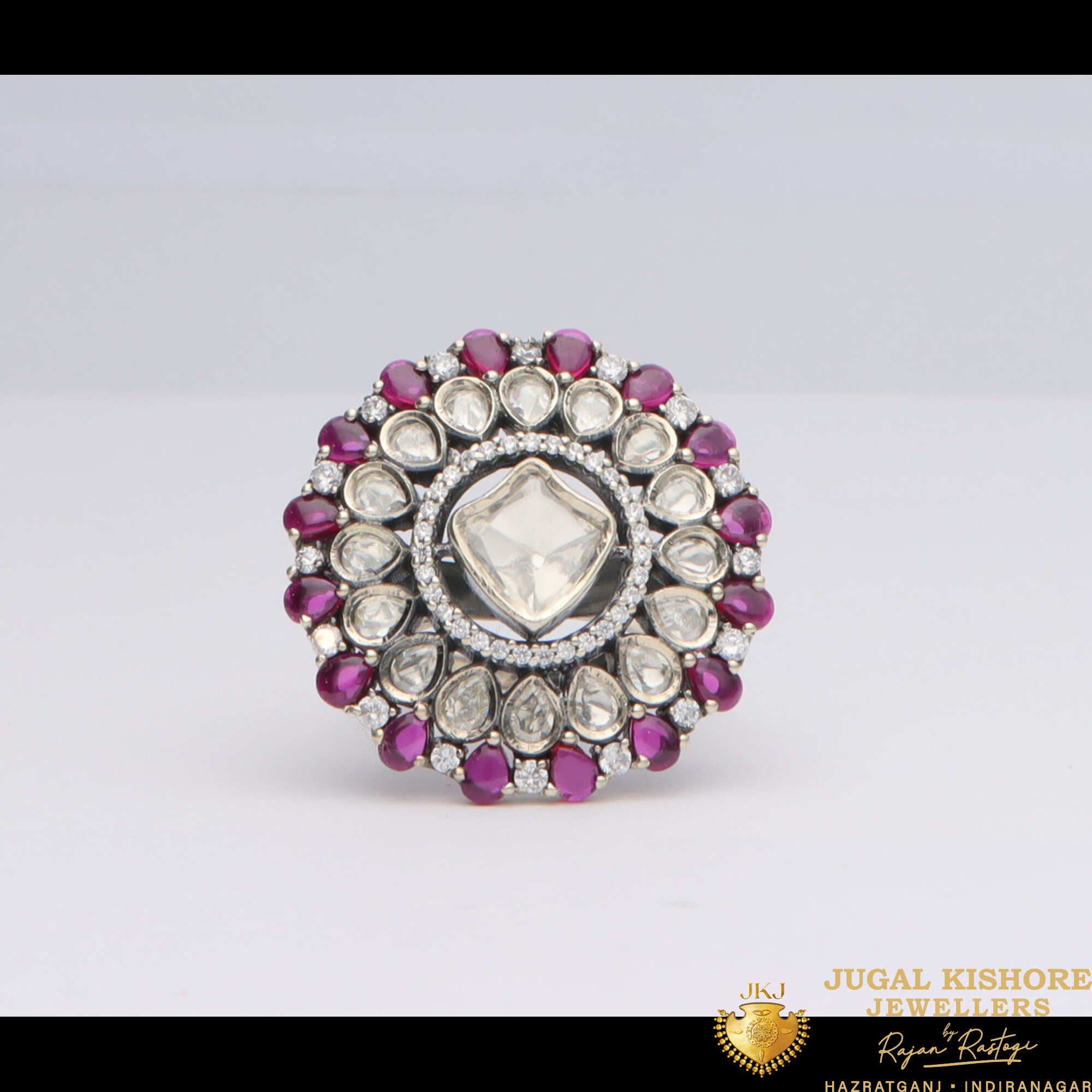 Silver Polki Cocktail Ring