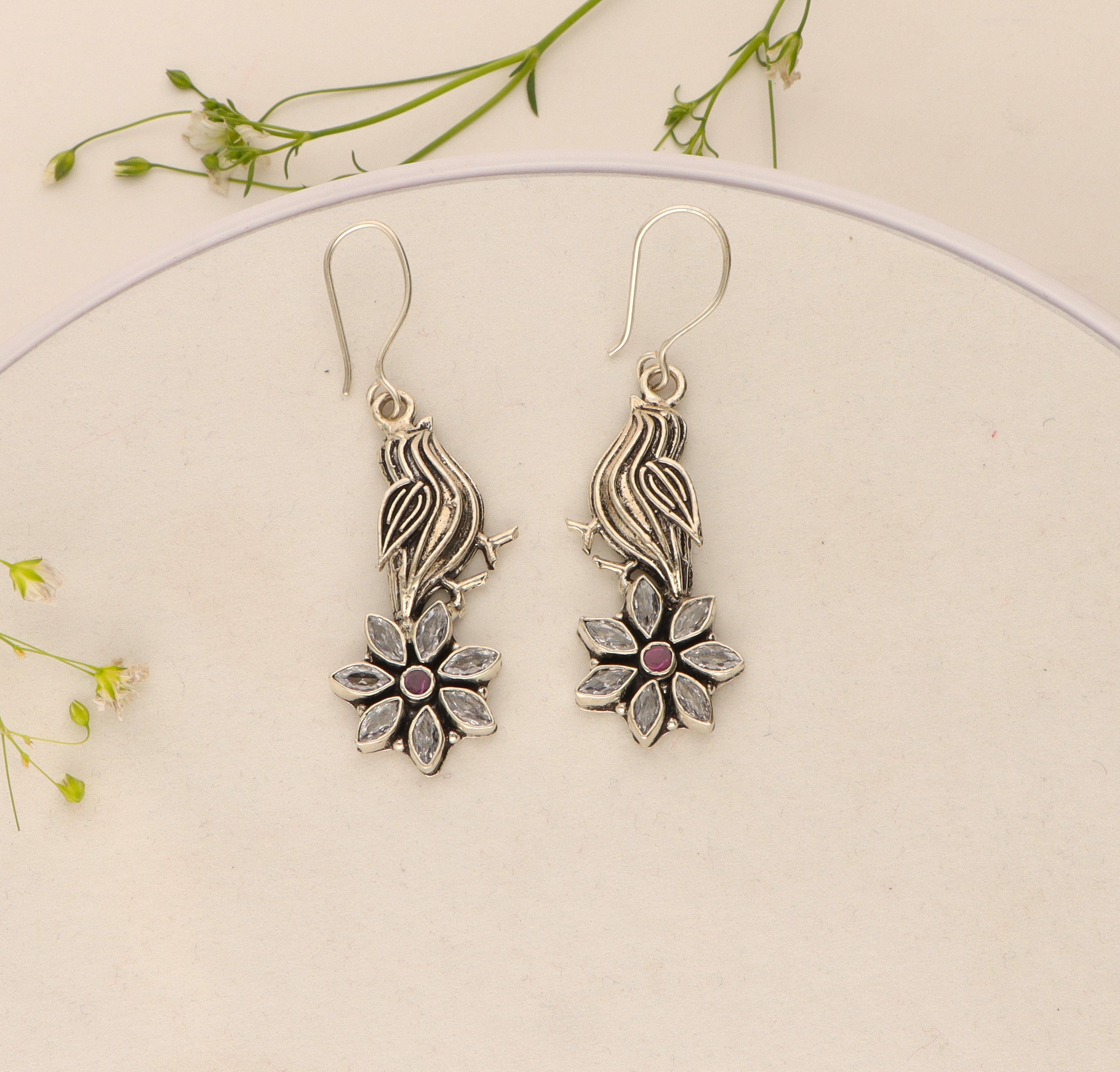 Silver Sparrow Flower Drop Earring