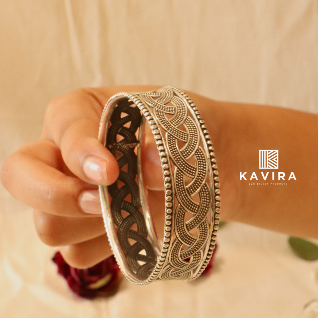 Kavira Intricate Silver Bangles