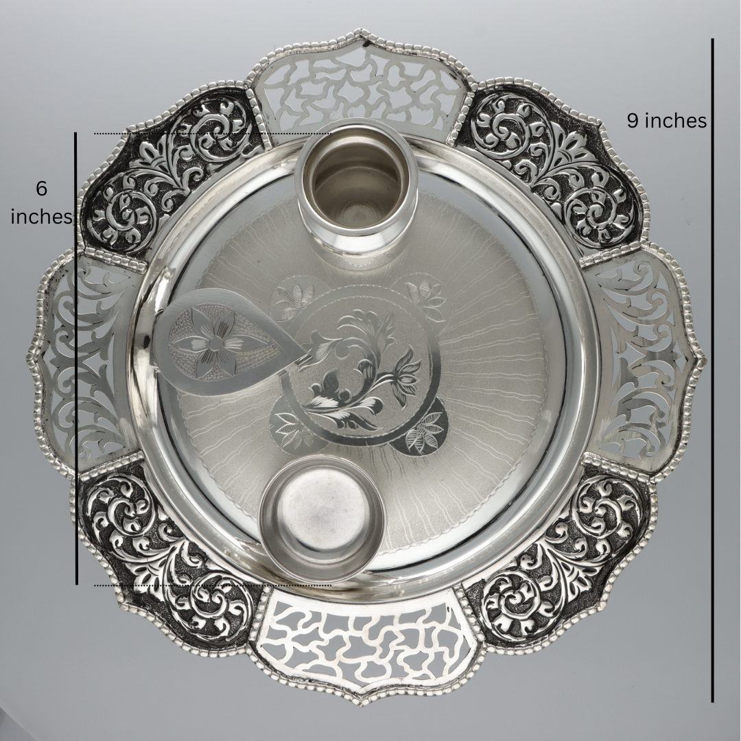 Silver Puja thali