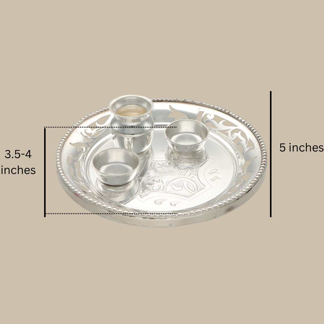 Silver Puja thali - small