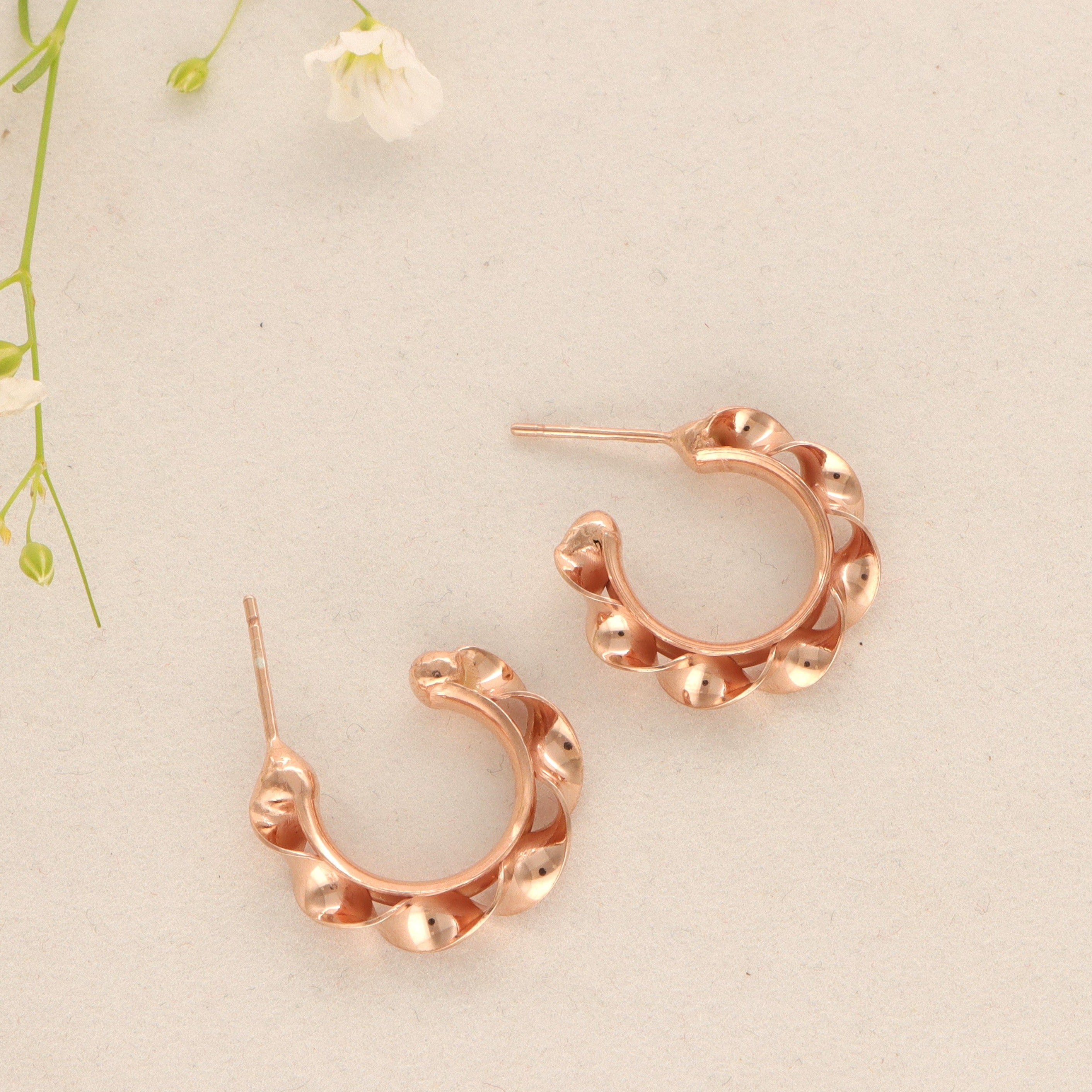 Silver Rose Gold Polish Earrings 92.5%