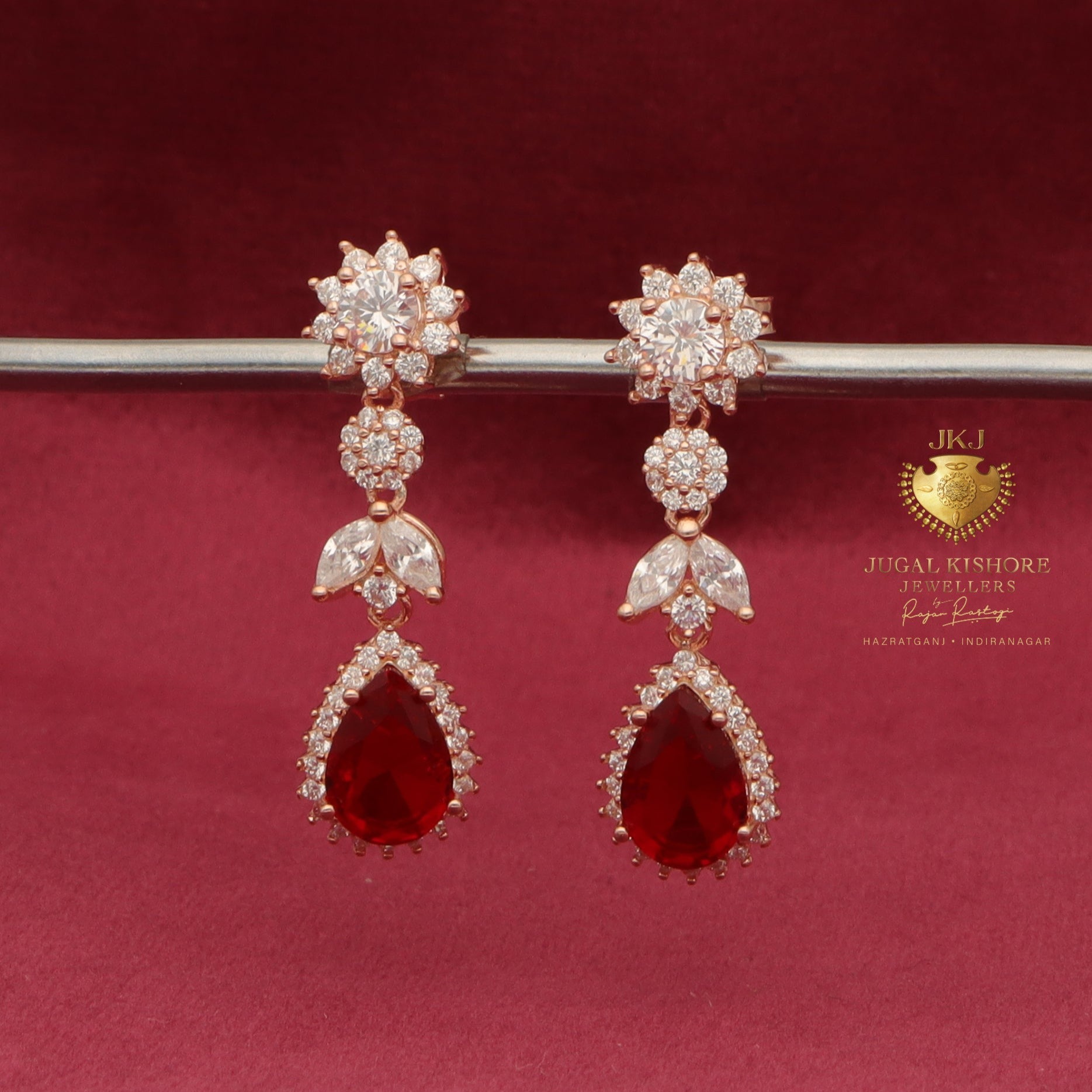 Silver with Red Stone Earring 92.5%