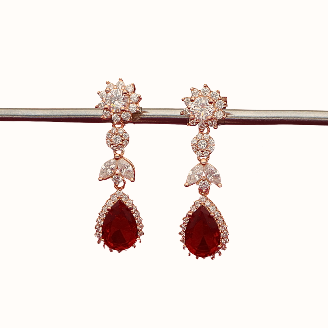 Silver with Red Stone Earring 92.5%