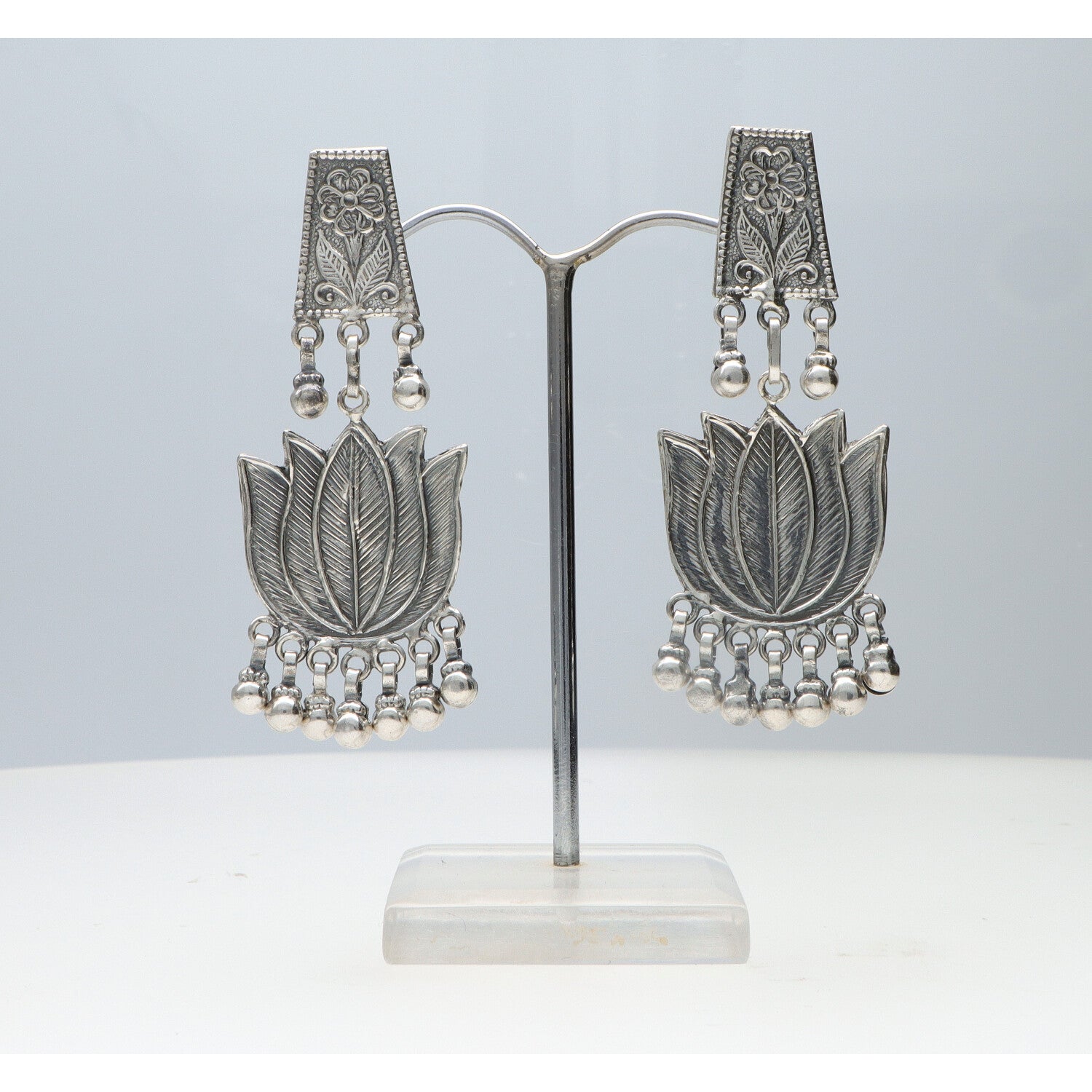 Silver Lotus Earrings