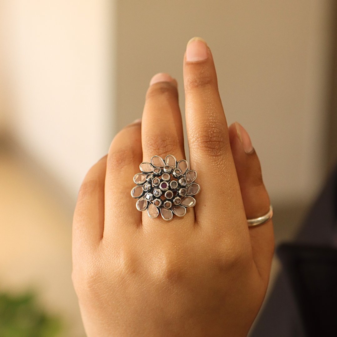 Silver Sunflower Ring