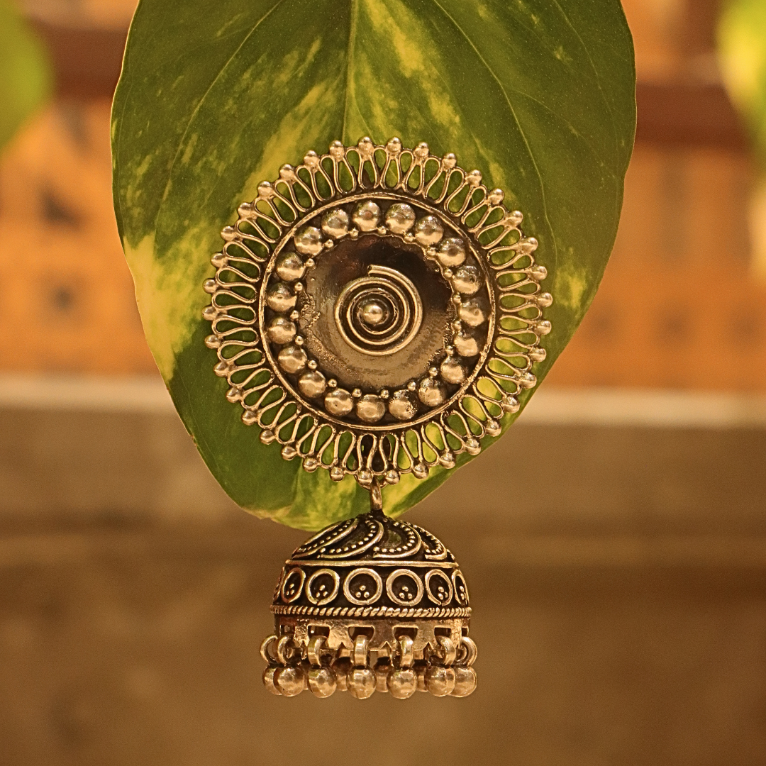 Chakri Silver Jhumki Earrings