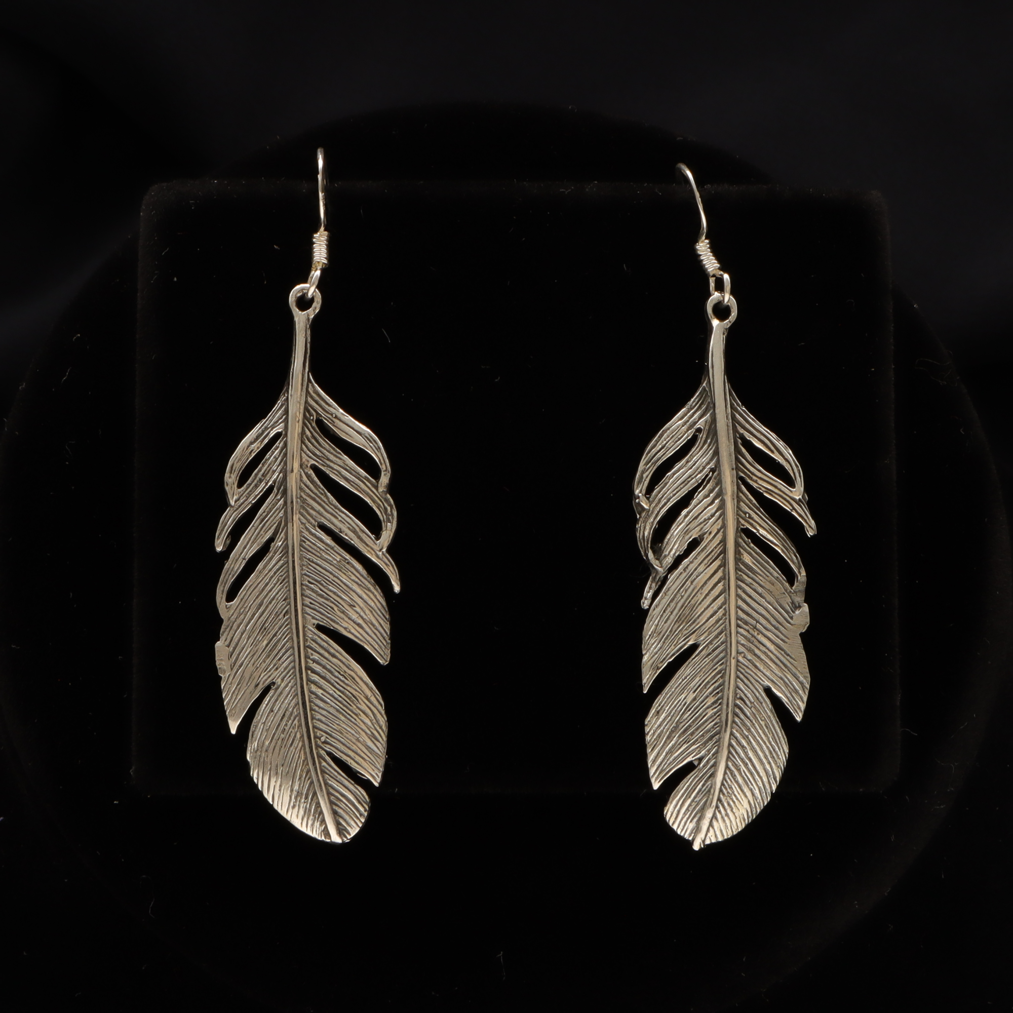 Silver Antique Wings Design Earrings