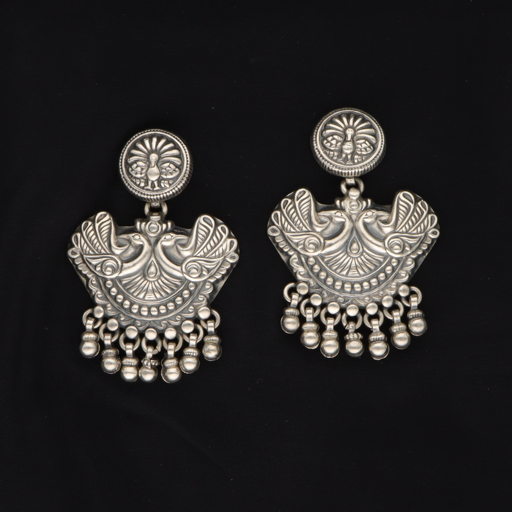 Silver Peacock Dancing  Earring