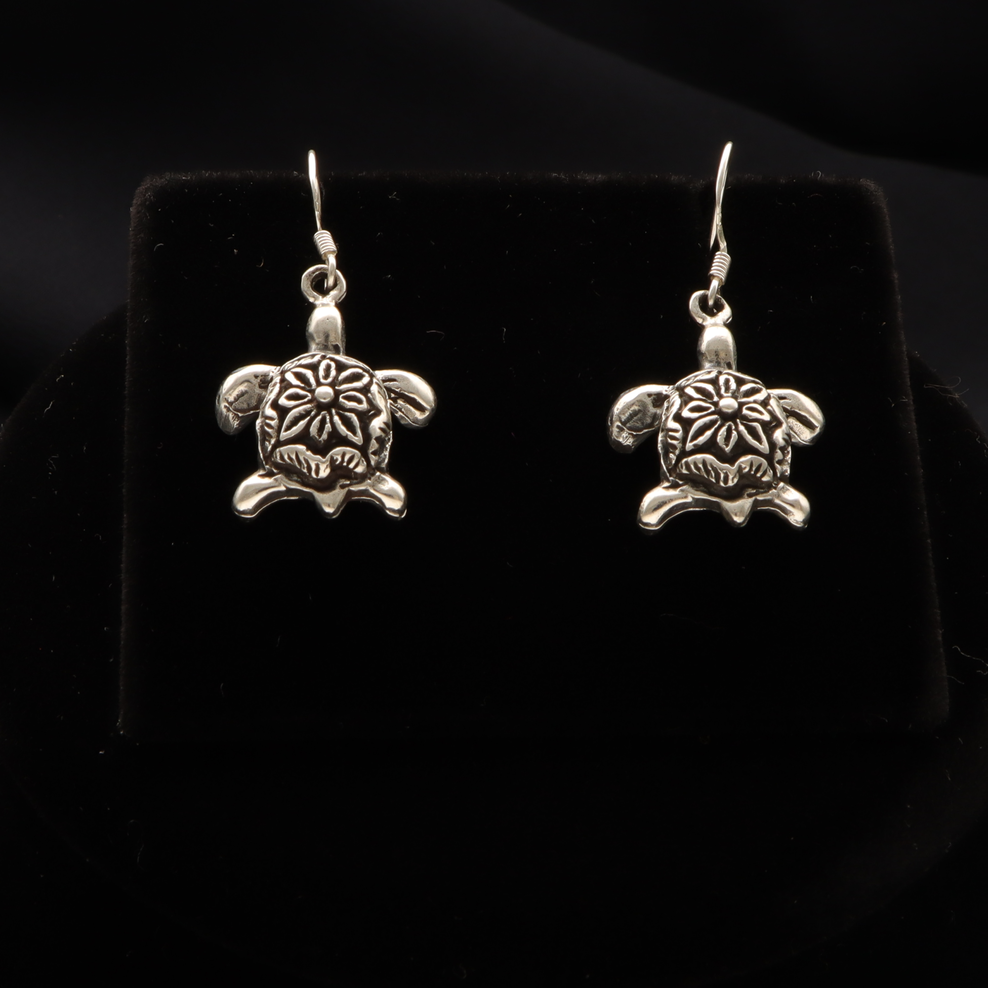 Silver Antique Turtle Earrings