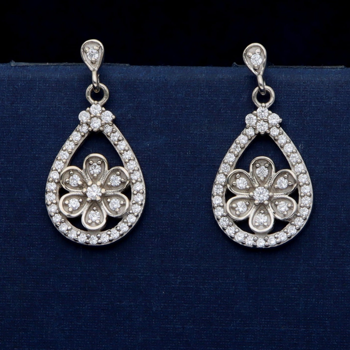 Silver Zircon Ear Drop Earring