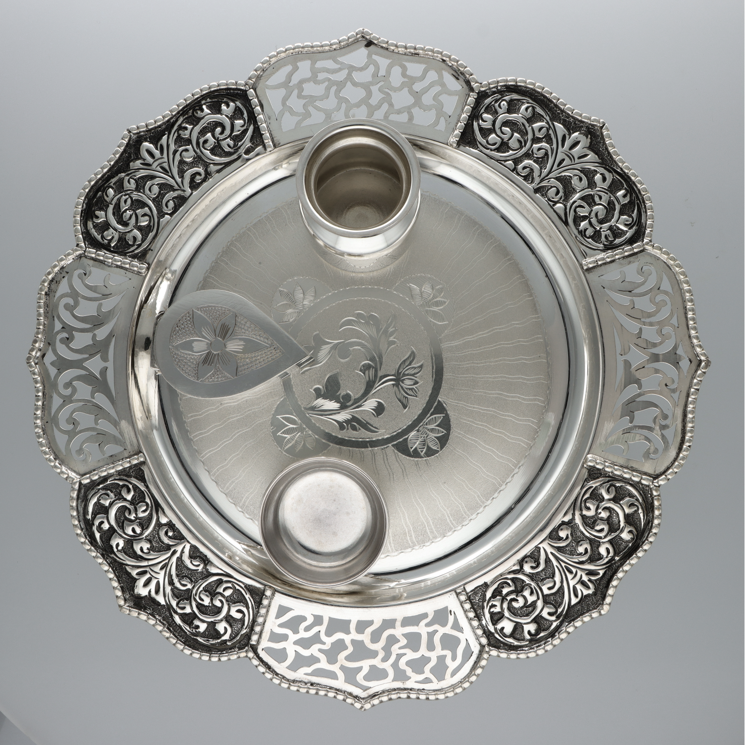 Silver Puja thali