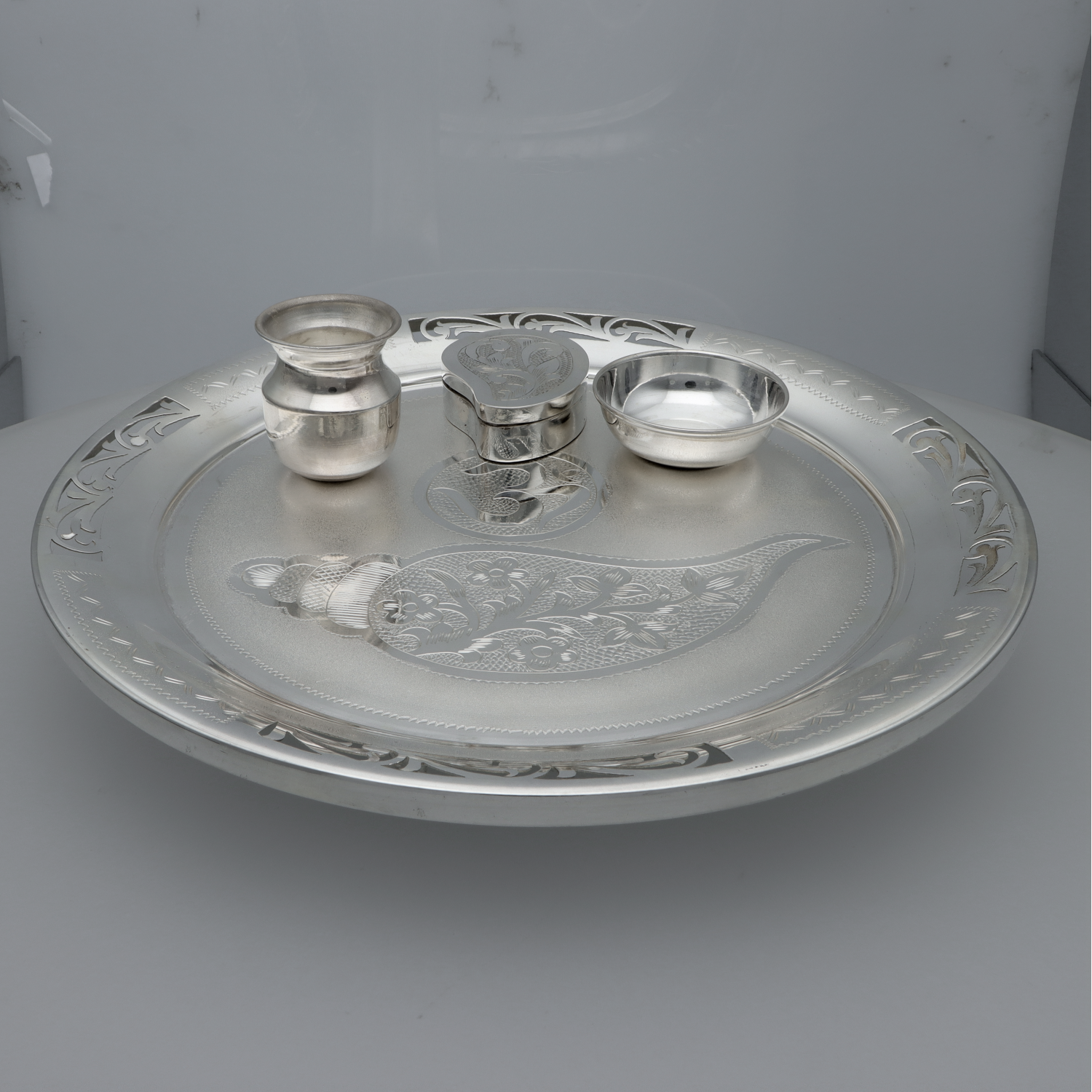 Silver Puja Thali - Large