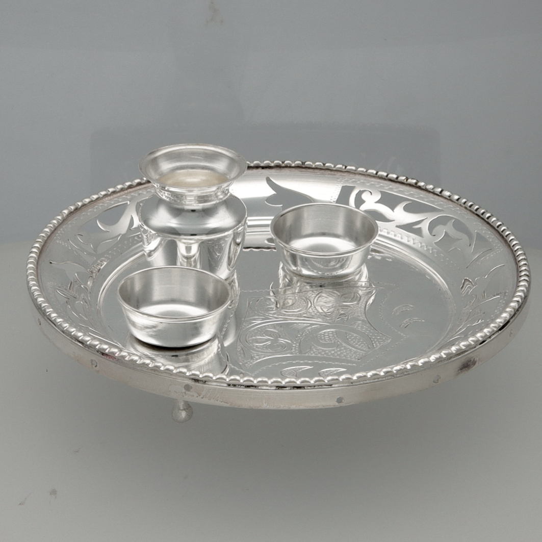 Silver Puja thali - small