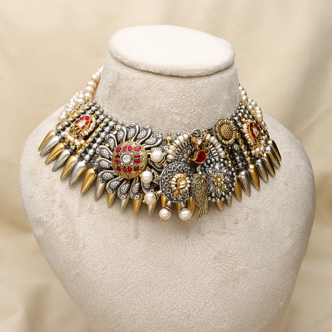 Silver Antique Gold Plated Necklace