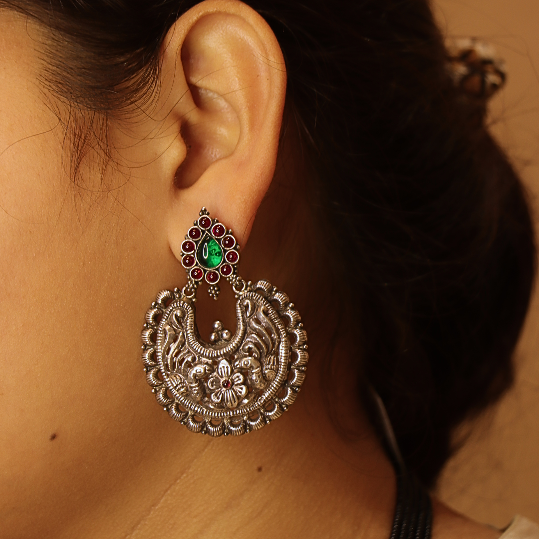 Silver Shahi Chandbalis Flower Crafted Earring