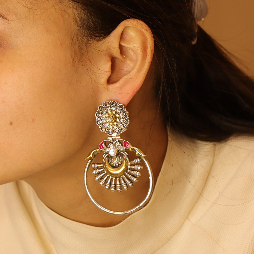 Dual Tone Chand Look Earring