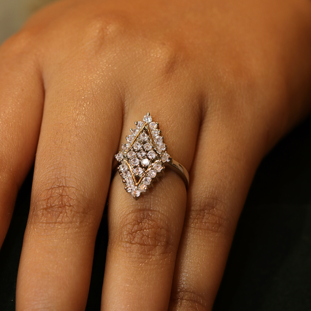 Silver Zicron Studded Ring