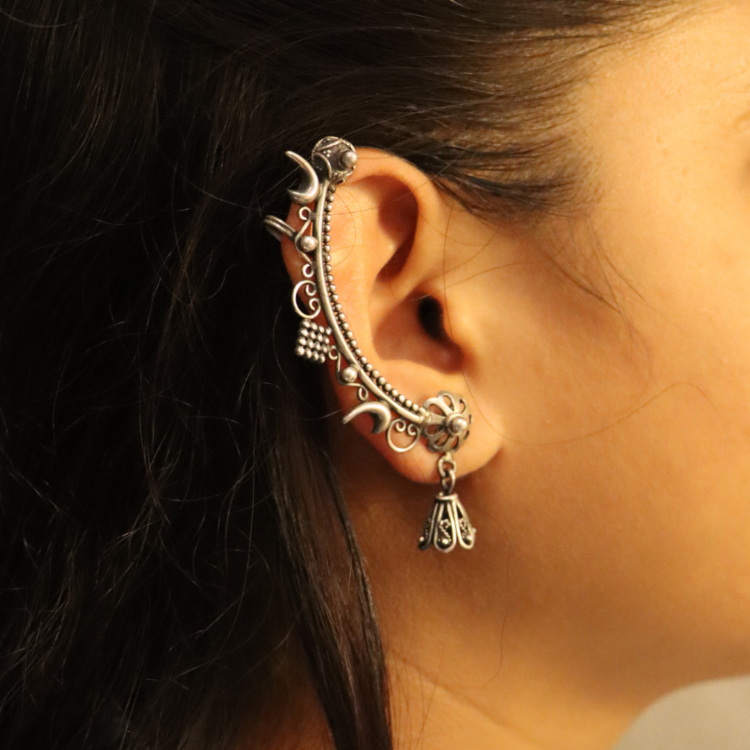 Silver Ear Cuff with Jhumki