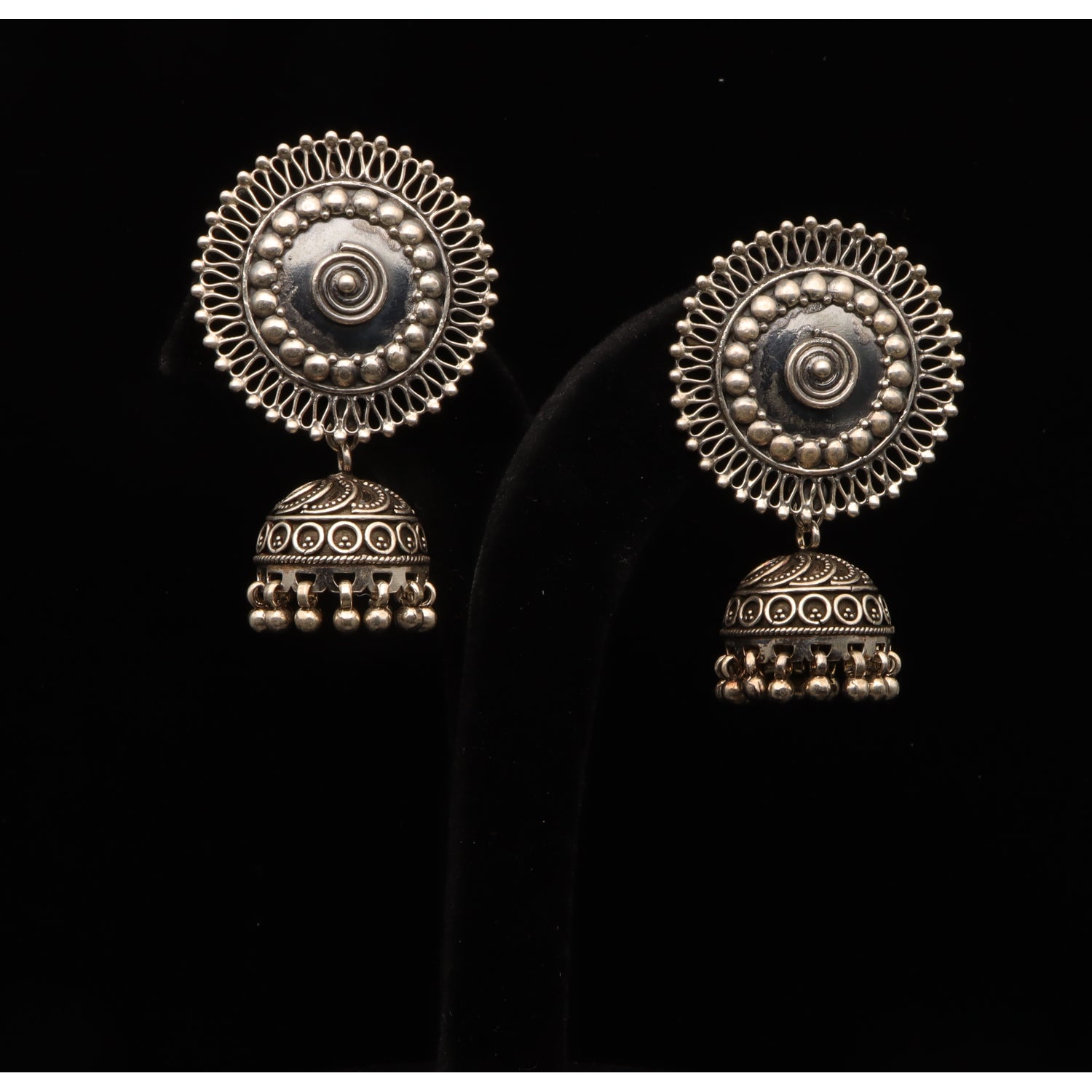 Chakri Silver Jhumki Earrings