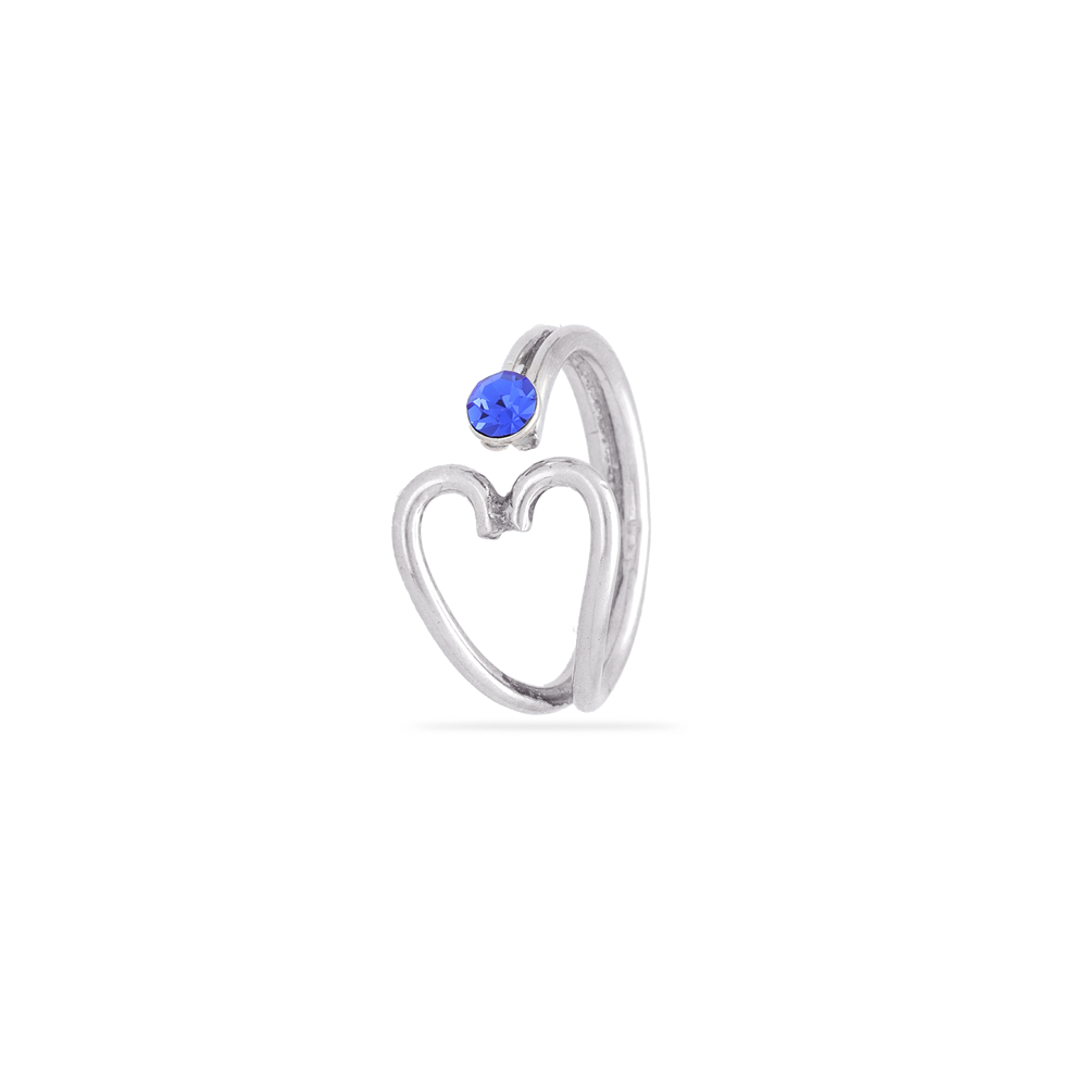 Poised heart two-piece silver toe rings