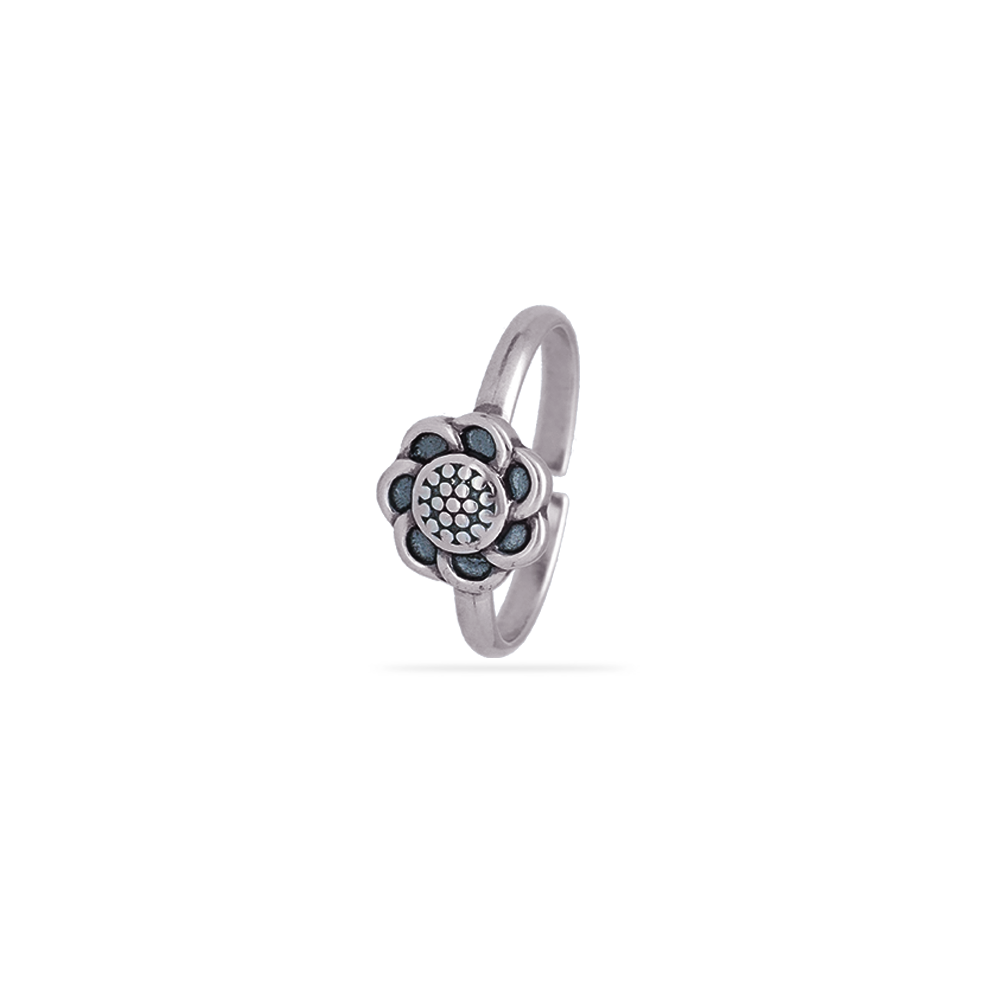 Stunning daisy two-piece silver toe rings