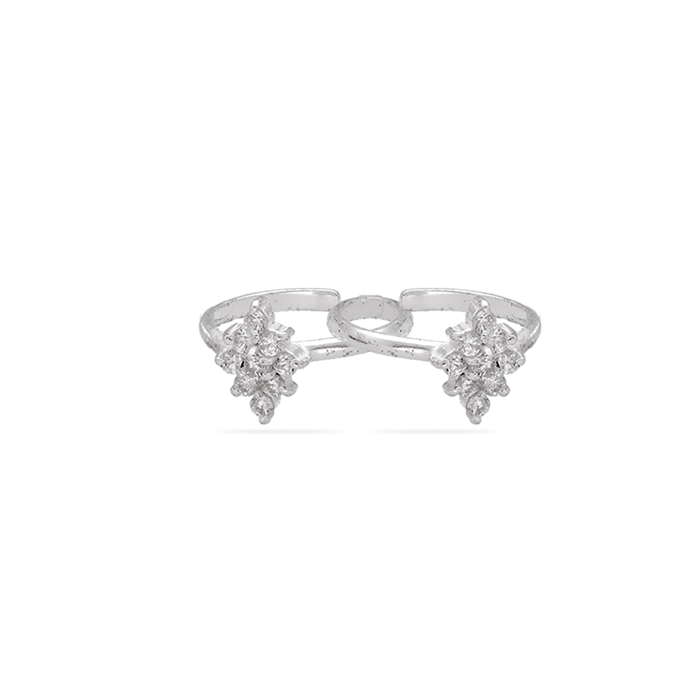 Beautifully carved center two-piece silver toe rings