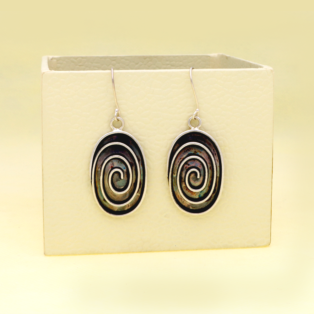 Gleaming infinite loop oval hook silver earrings