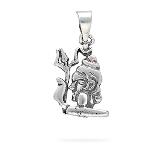 Effortless Shiva crafted silver pendant with engraved Trishul