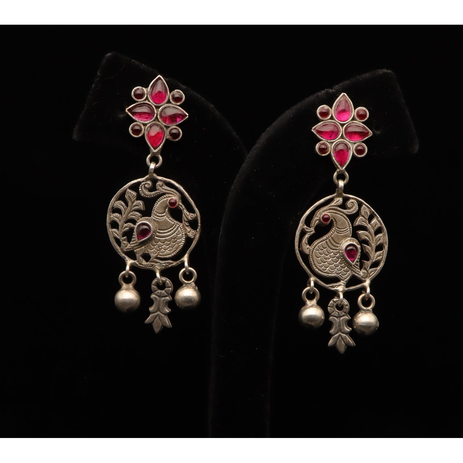 Silver Peacock Earrings