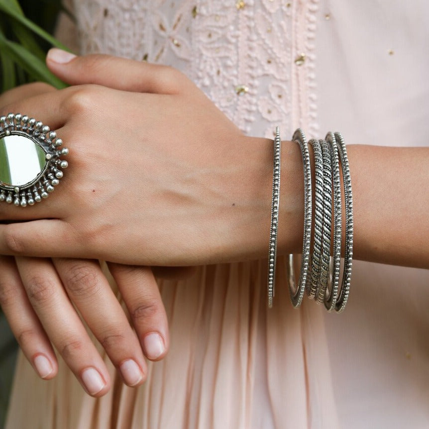 Black and Silver Entwined Stunning Silver bangle